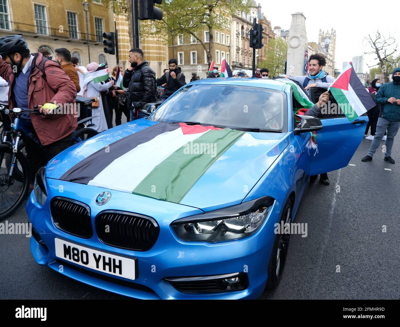 In ganz London wird zur Unterstützung palästinensischer Familien protestiert Angesichts der Zwangsräumung aus ihren Häusern, um israelische Siedler zu akomodatieren In Jerusalem Stockfoto