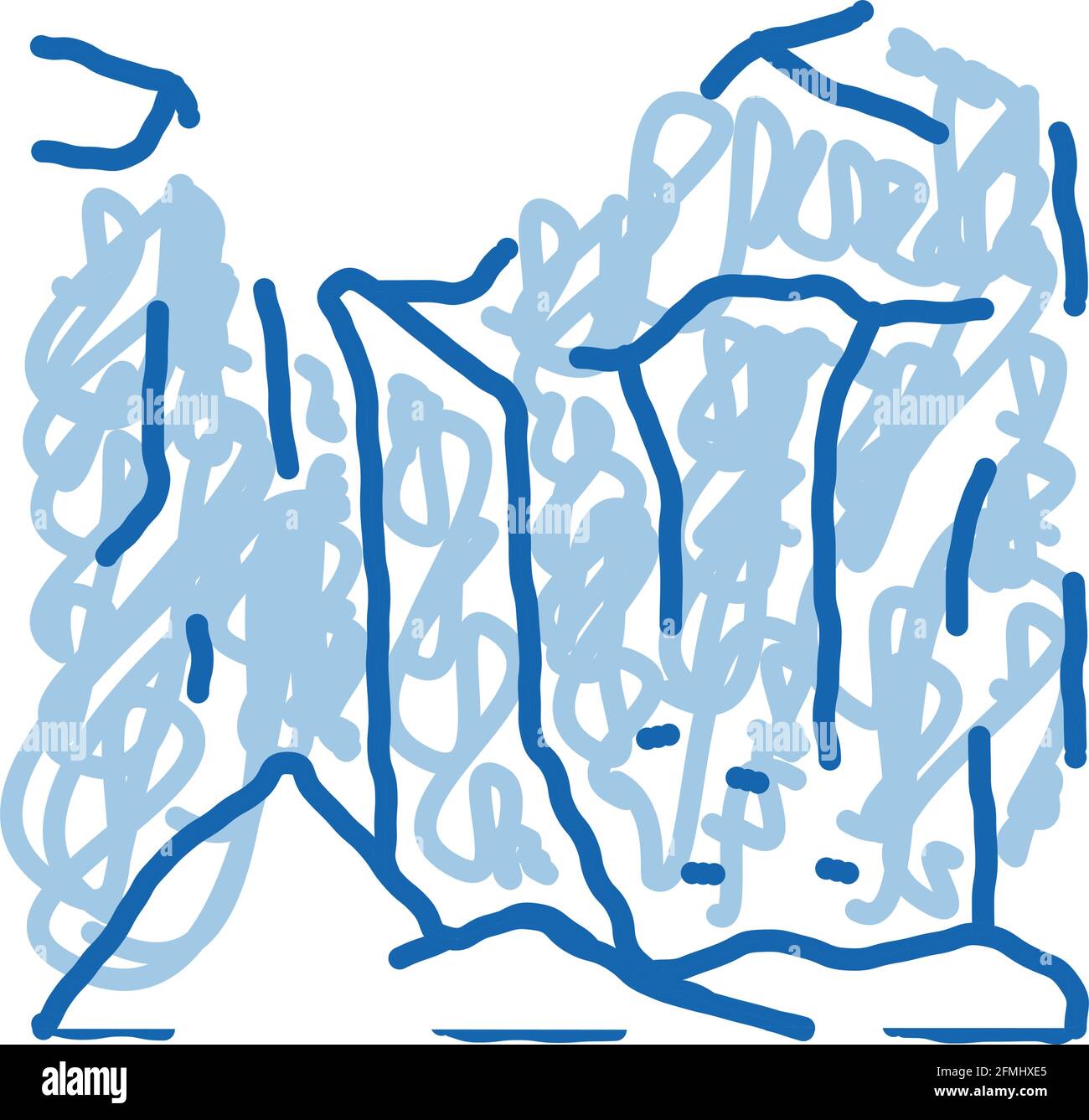 Handgezeichnete Abbildung von Bergschluchten mit Doodle-Symbol Stock Vektor
