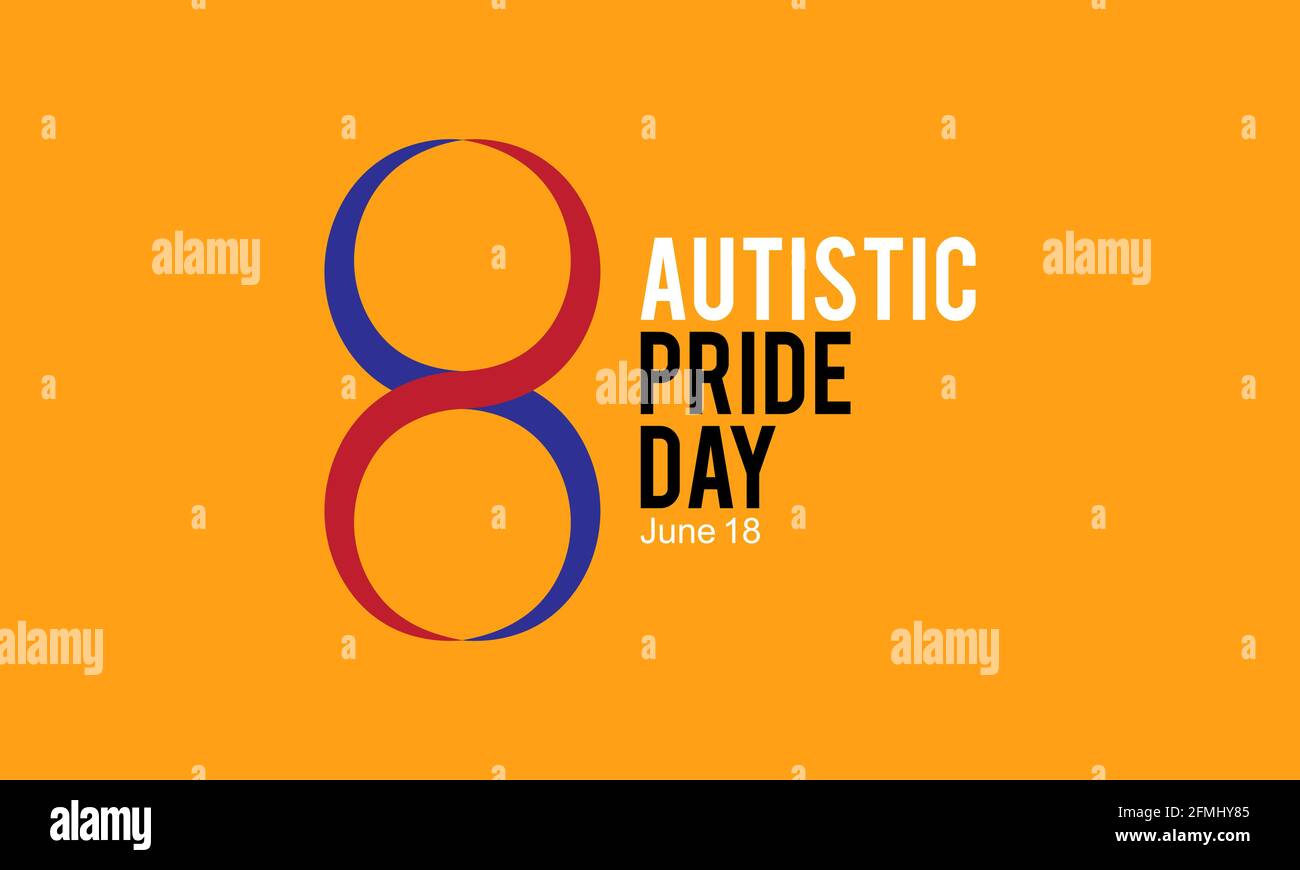 Awareness-Konzept des autistischen Pride Day, das jedes Jahr am 18. Juni beobachtet wird. Autistische Vorlage für Hintergrund, Banner, Poster, Karten-Sensibilisierungskampagne. Stock Vektor