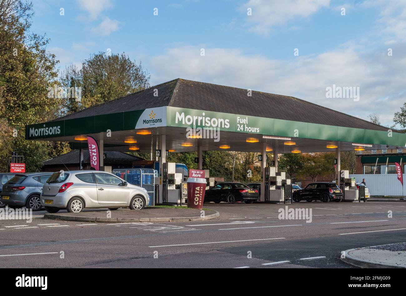 Morrisons Tankstelle, Victoria Promenade, Northampton, Großbritannien Stockfoto