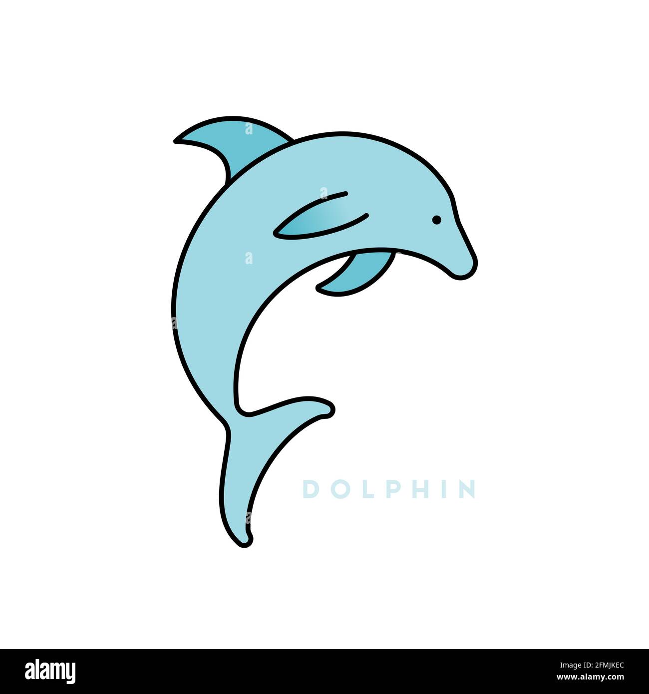 Springender Delphin. Ausgefülltes Symbol. Schwarzer Umriss. Vektorgrafik, flaches Design Stock Vektor