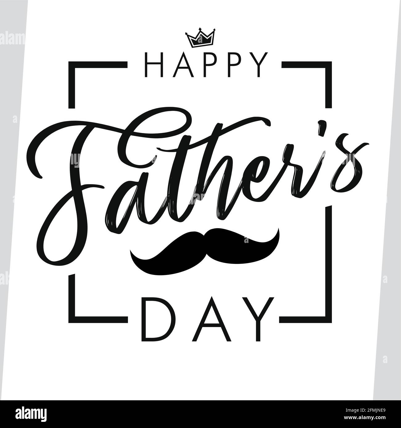 Happy Father's Day Schwarz-Weiß-Farben-Postkarte. Happy Fathers Day kreative Gratzen. Pinselschrift schönes Poster, kalligrafische Elemente. Isoliertes abs Stock Vektor