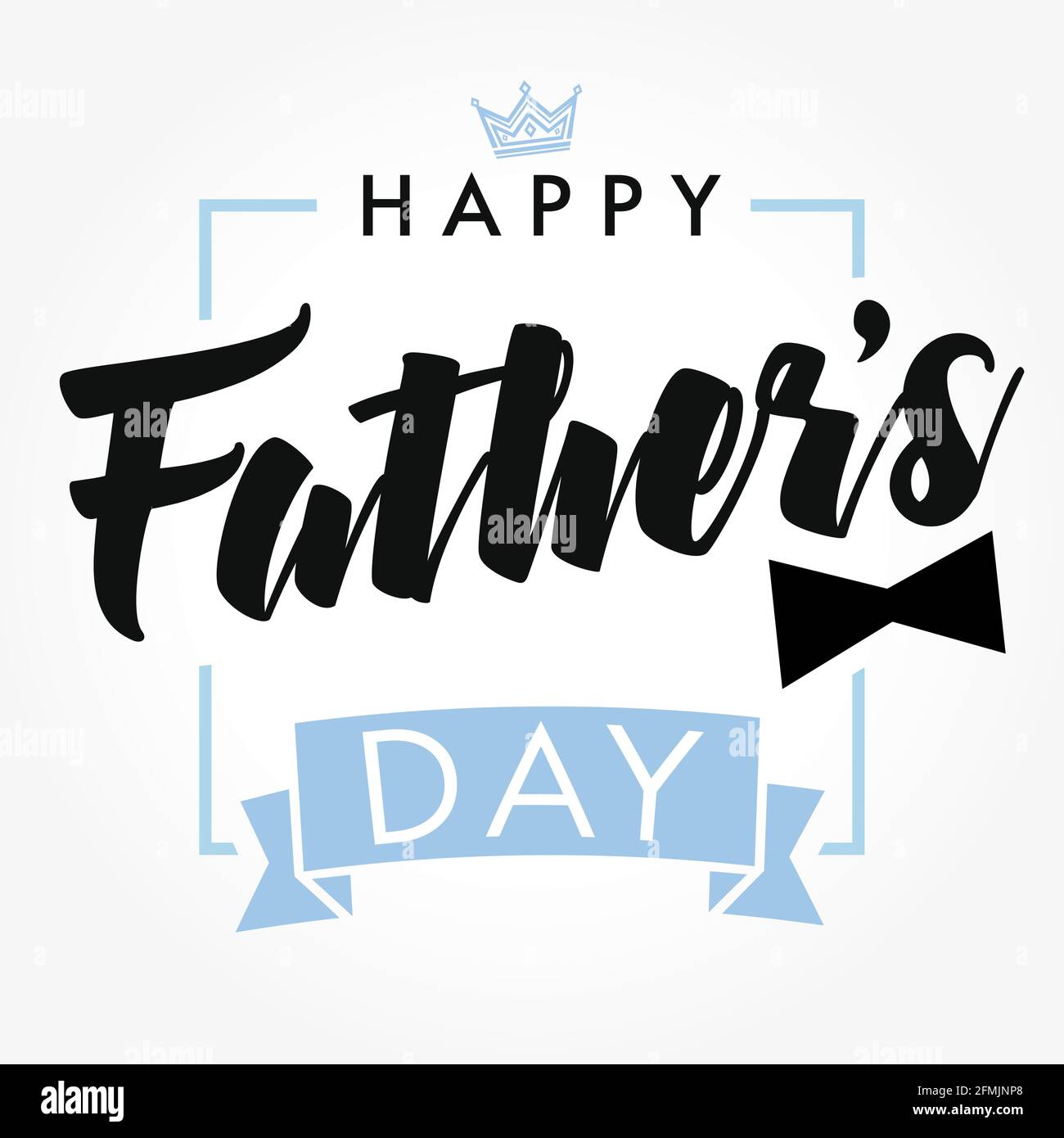 Happy Father's Day blau, weiß und Gold Farben Postkarte. Happy Fathers Day kreative Gratzen. Pinselschrift schönes Poster, kalligrafische Elemente. Isolieren Stock Vektor