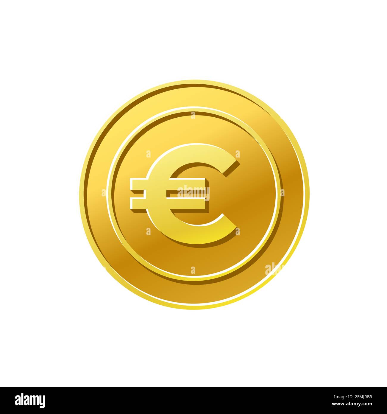 Symbol für Gold-Euro-Münzen. Geldwechsel. Euro-Zeichen Stock Vektor