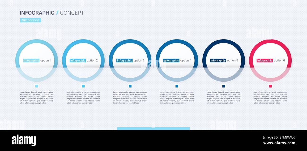 Elegante Vektor-Infografik-Konzeptvorlage. Sechs Optionen Stock Vektor