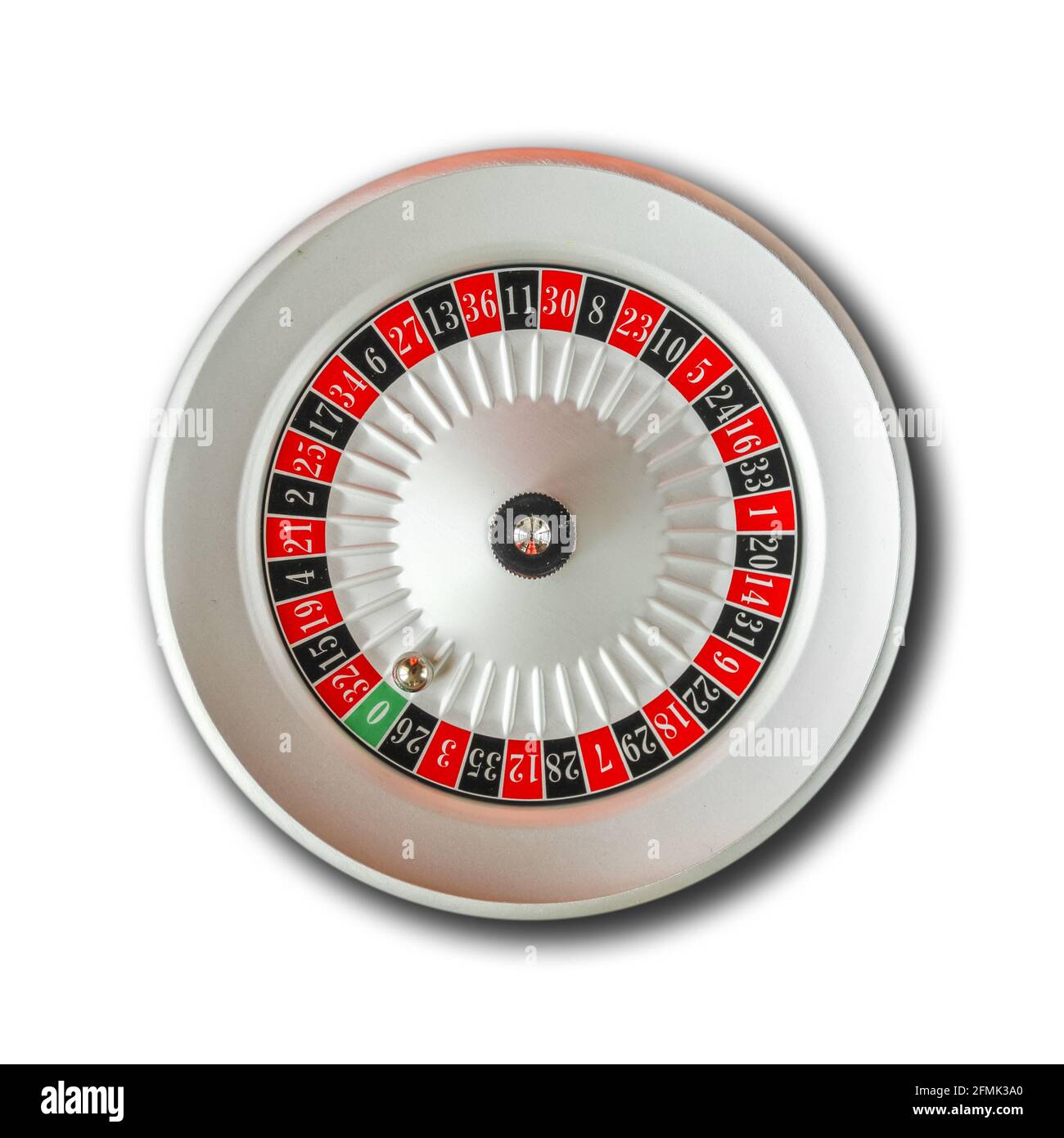 Casino Roulette Rad auf weißem Hintergrund Stockfoto