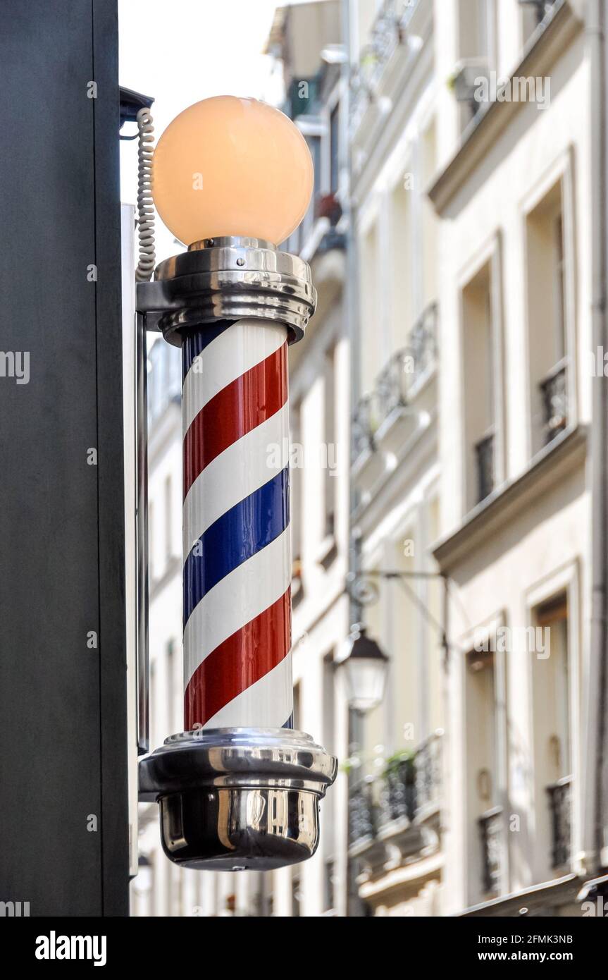 Barber Shop anmelden in Paris, Frankreich Stockfoto
