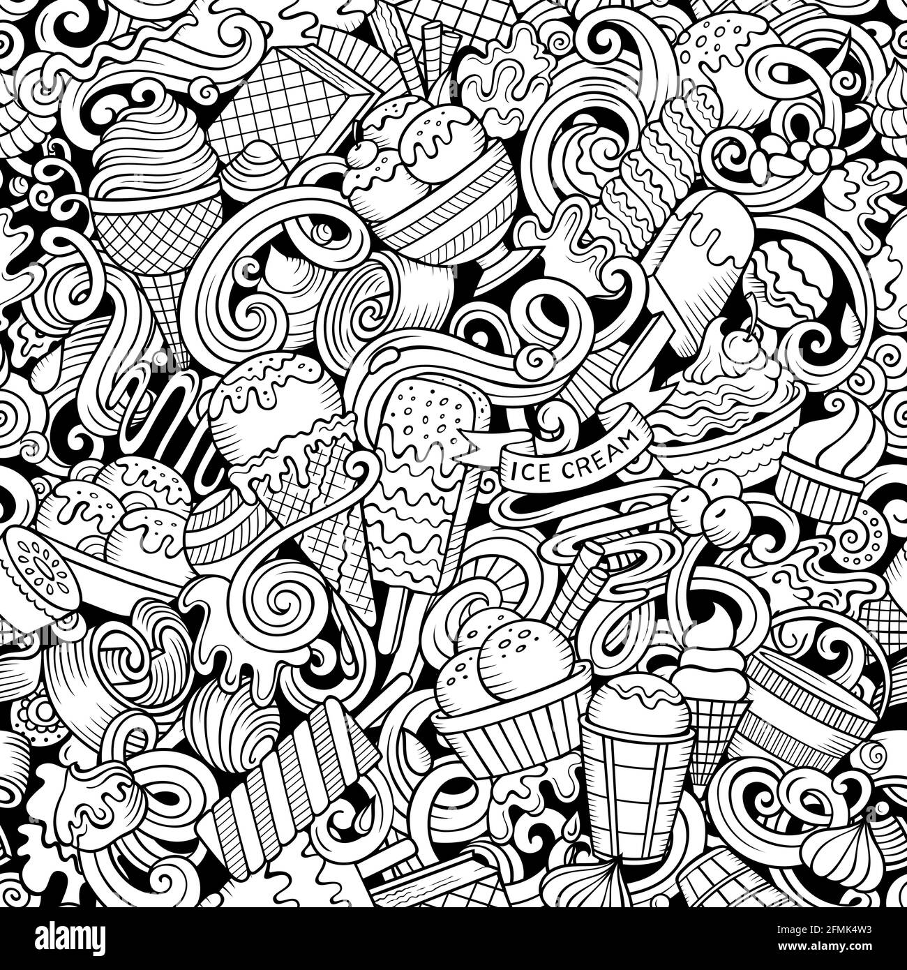 Cartoon Kritzeleien Eis nahtlose Muster. Stock Vektor