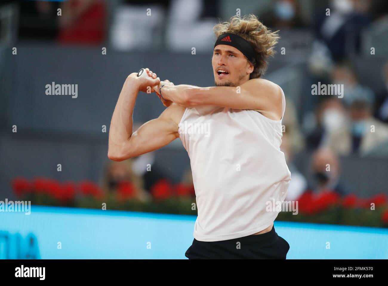 Madrid, Spanien. Mai 2021. Alexander Zverev (GER) Tennis : Alexander Zverev aus Deutschland im Einzel-Finale gegen Matteo Berrettini aus Italien beim ATP Masters 1000 'Mutua Madrid Open Tennis Turnier' bei der Caja Magica in Madrid, Spanien. Quelle: Mutsu Kawamori/AFLO/Alamy Live News Stockfoto