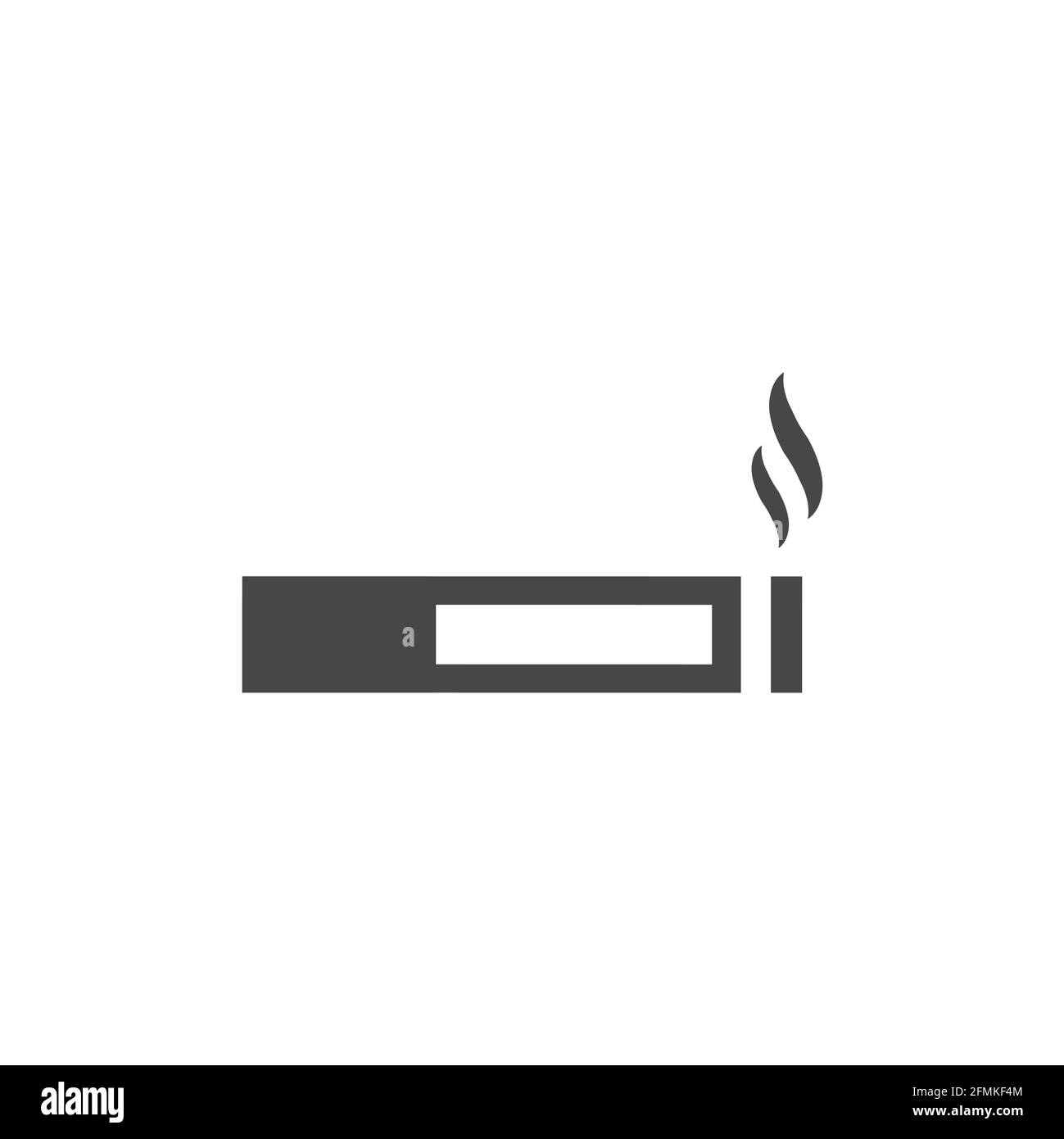 Zigarette mit Rauch-Vektor-Symbol. Schwarzes Glyphensymbol. Stock Vektor