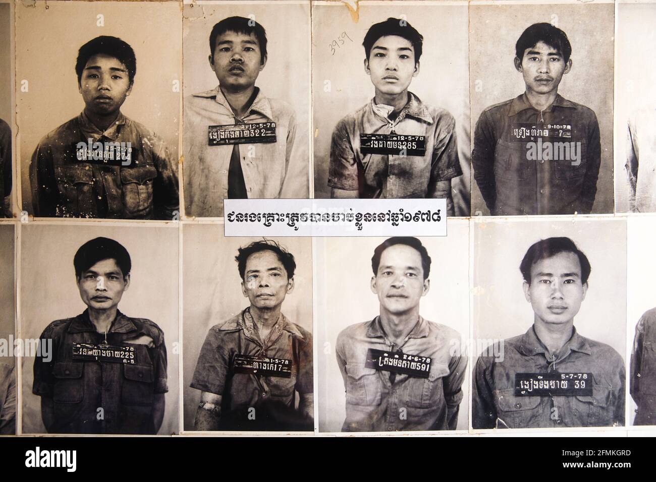 Fotos der Gefangenen im S21-Foltergefängnis in Phnom Penh Kambodscha Stockfoto