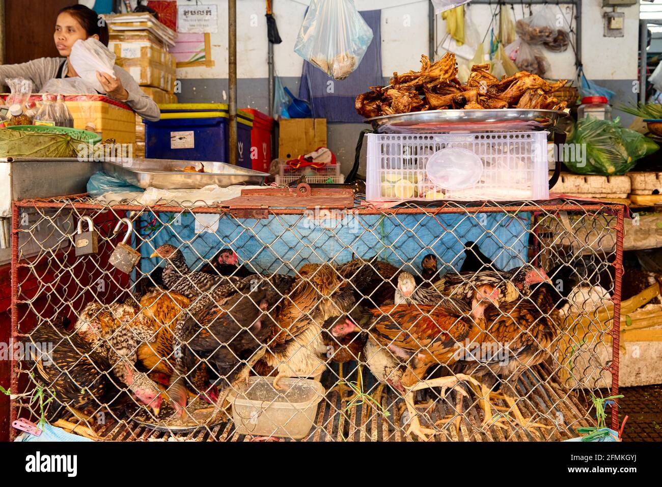 Zentralmarkt (Psah Thom Thmey) von Phnom Penh, Kambodscha Stockfoto