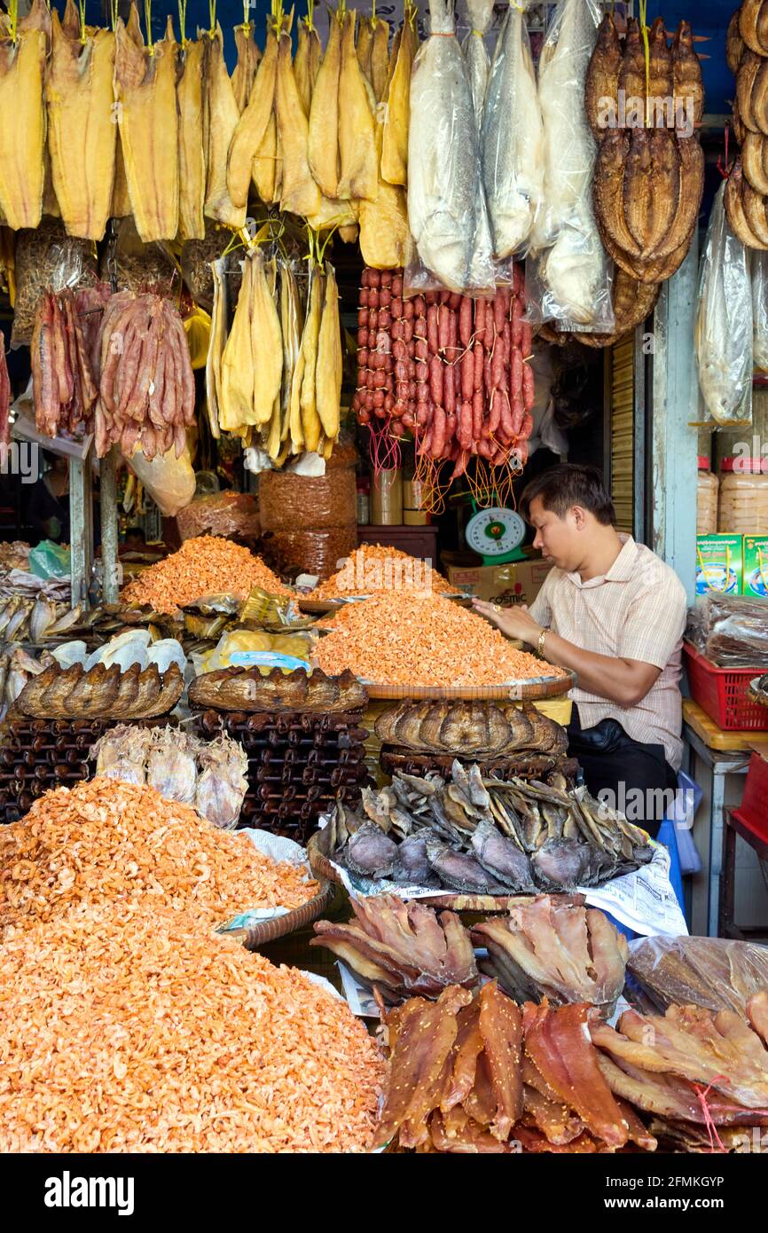 Zentralmarkt (Psah Thom Thmey) von Phnom Penh, Kambodscha Stockfoto