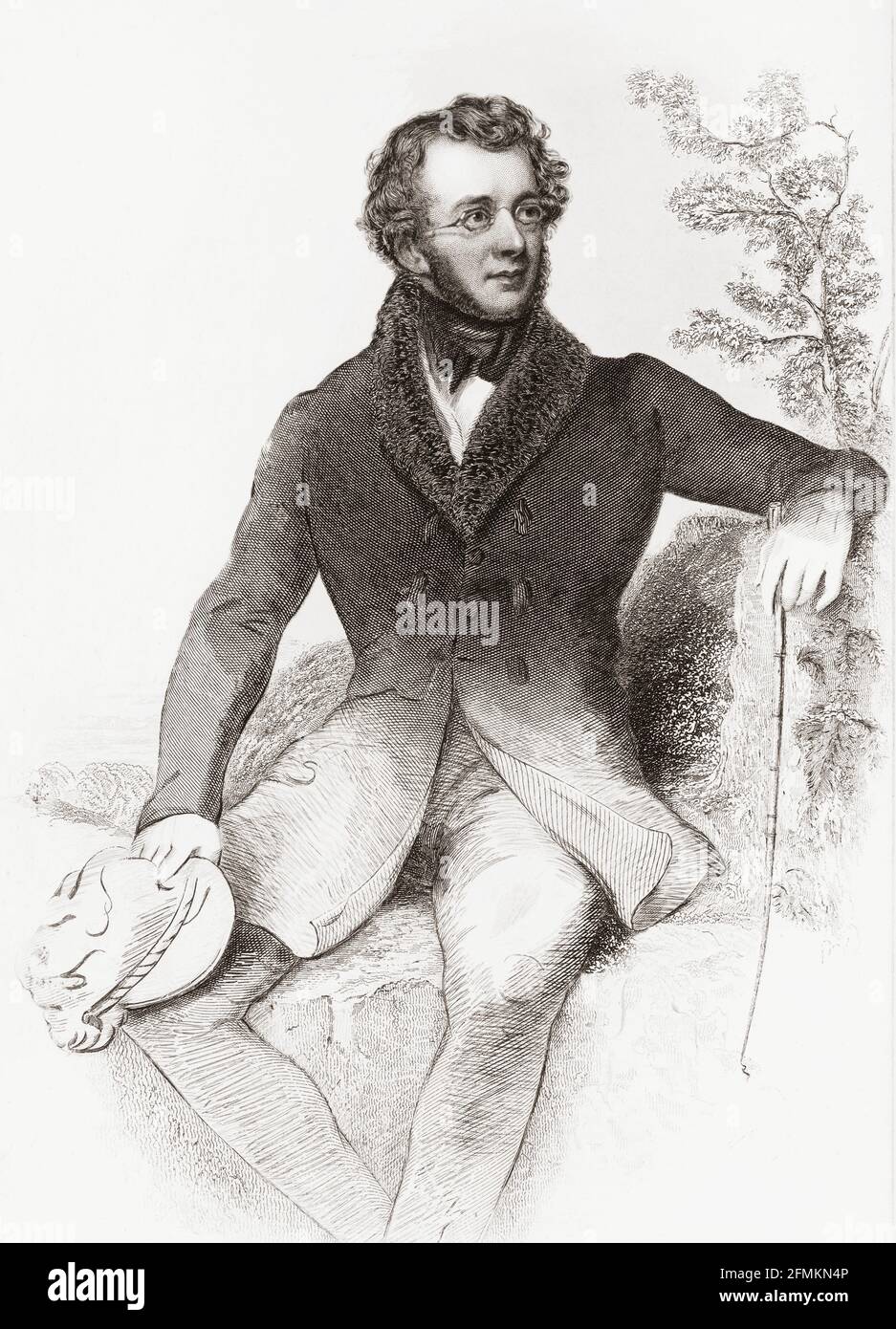 Charles Fenno Hoffman, 1806 – 1884. Amerikanischer Autor und Dichter, der das New Yorker Literaturmagazin The Knickerbocker herausgab. Nach einer Arbeit von Henry Inman. Stockfoto