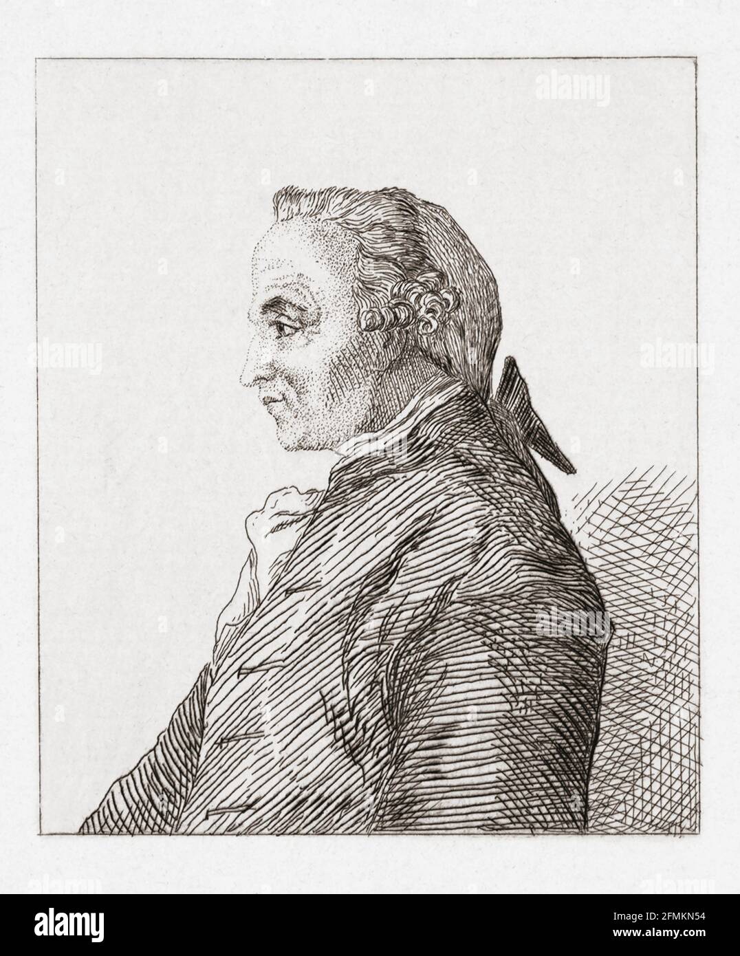 Immanuel Kant, 1724 – 1804. Deutscher Philosoph. Denker der Aufklärung. Nach einer Arbeit von Felix Bracquemond. Stockfoto