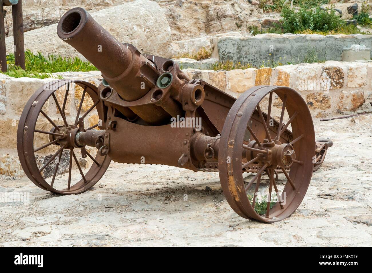 Kanone vor Kerak Burg, Jordanien Stockfoto