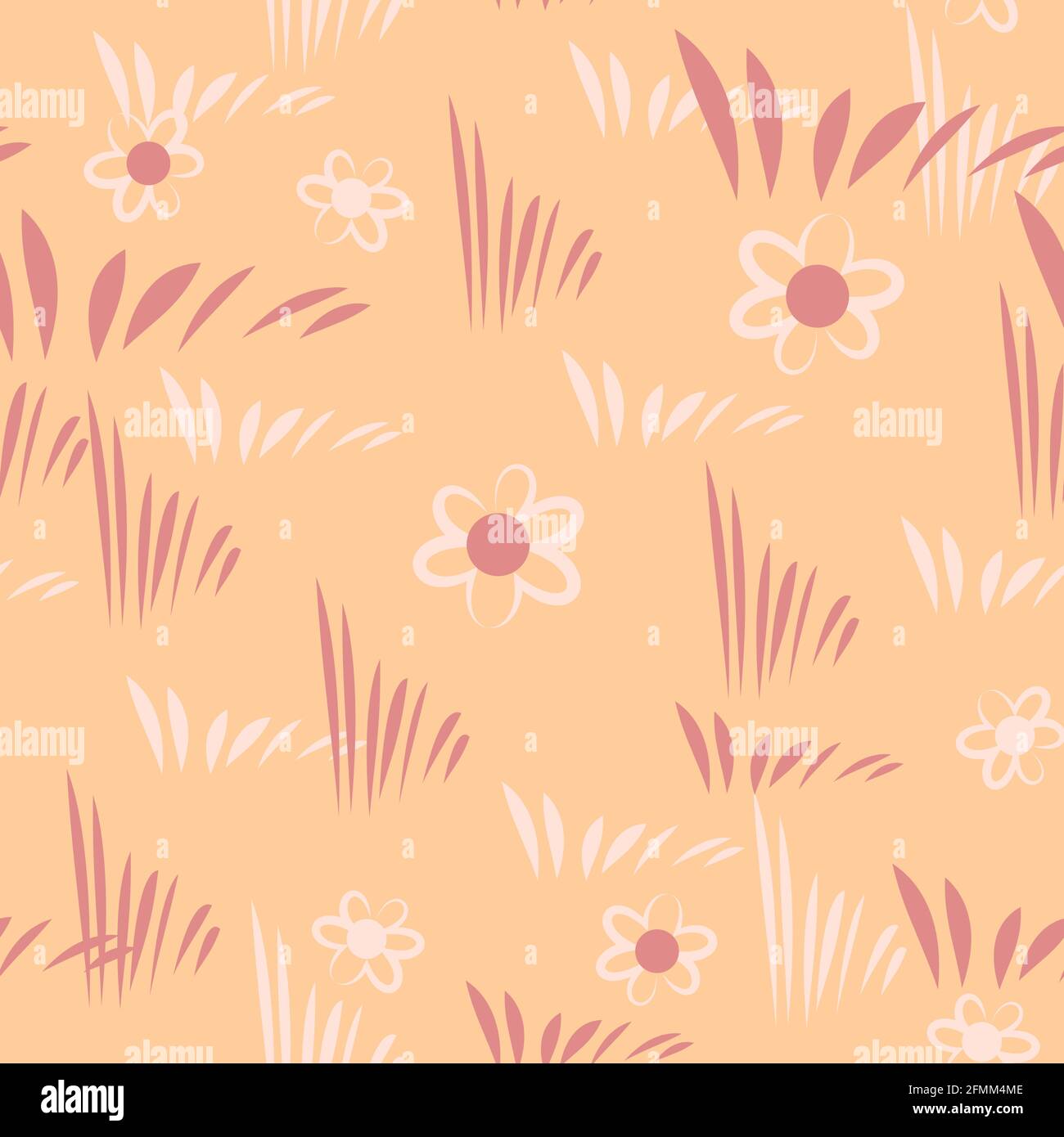 Nahtlose abstrakte Illustration. Wiese Gras und Blumen Hintergrund. Cartoon flachen Stil. vektor Stock Vektor