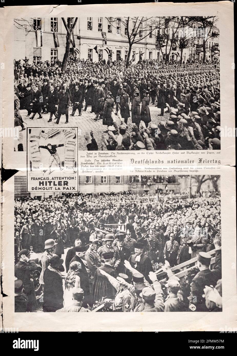 Hitler und Hindenburg schütteln sich die Hände auf der Titelseite von Die Bilder Welt April 1933 Stockfoto