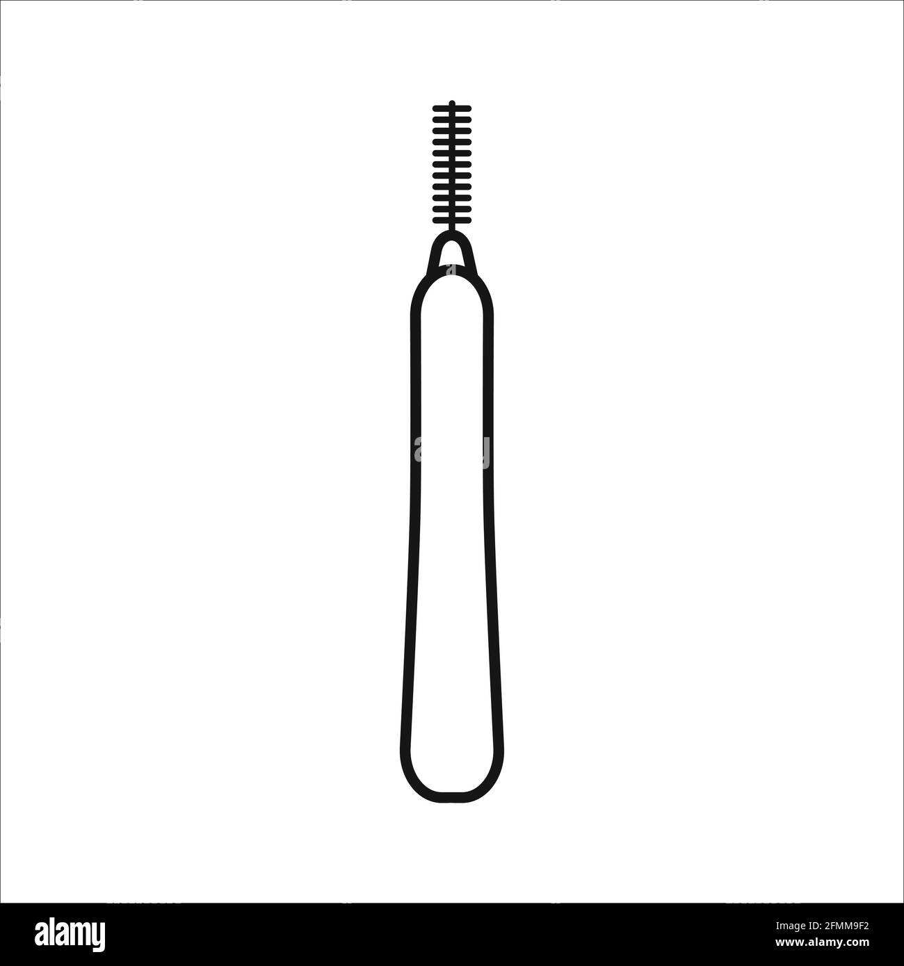 Interdentalbürste Vektor Umriss Zeichen. Pipe-Cleaner Dentalprodukt einzelnes Symbol auf weißem Hintergrund isoliert. Persönliche Mundhygiene nach Hause im Badezimmer. Stock Vektor