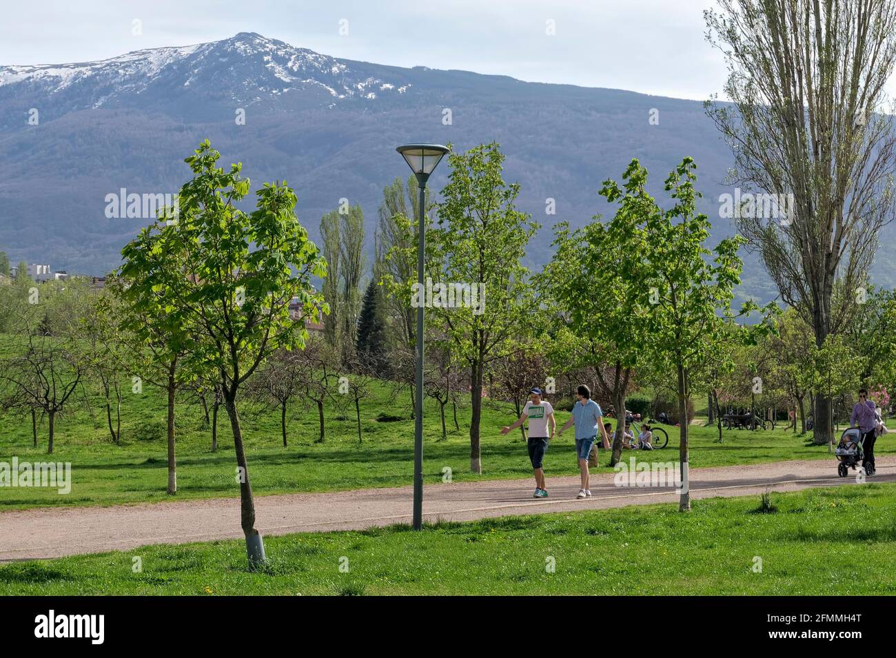 Sofia, Bulgarien.Südpark und Vitosha Berg. Stockfoto
