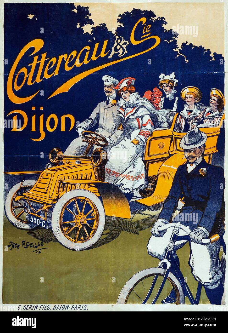 Cottereau & Cie - Dijon 1902 Automobil-Werbeplakat Stockfoto