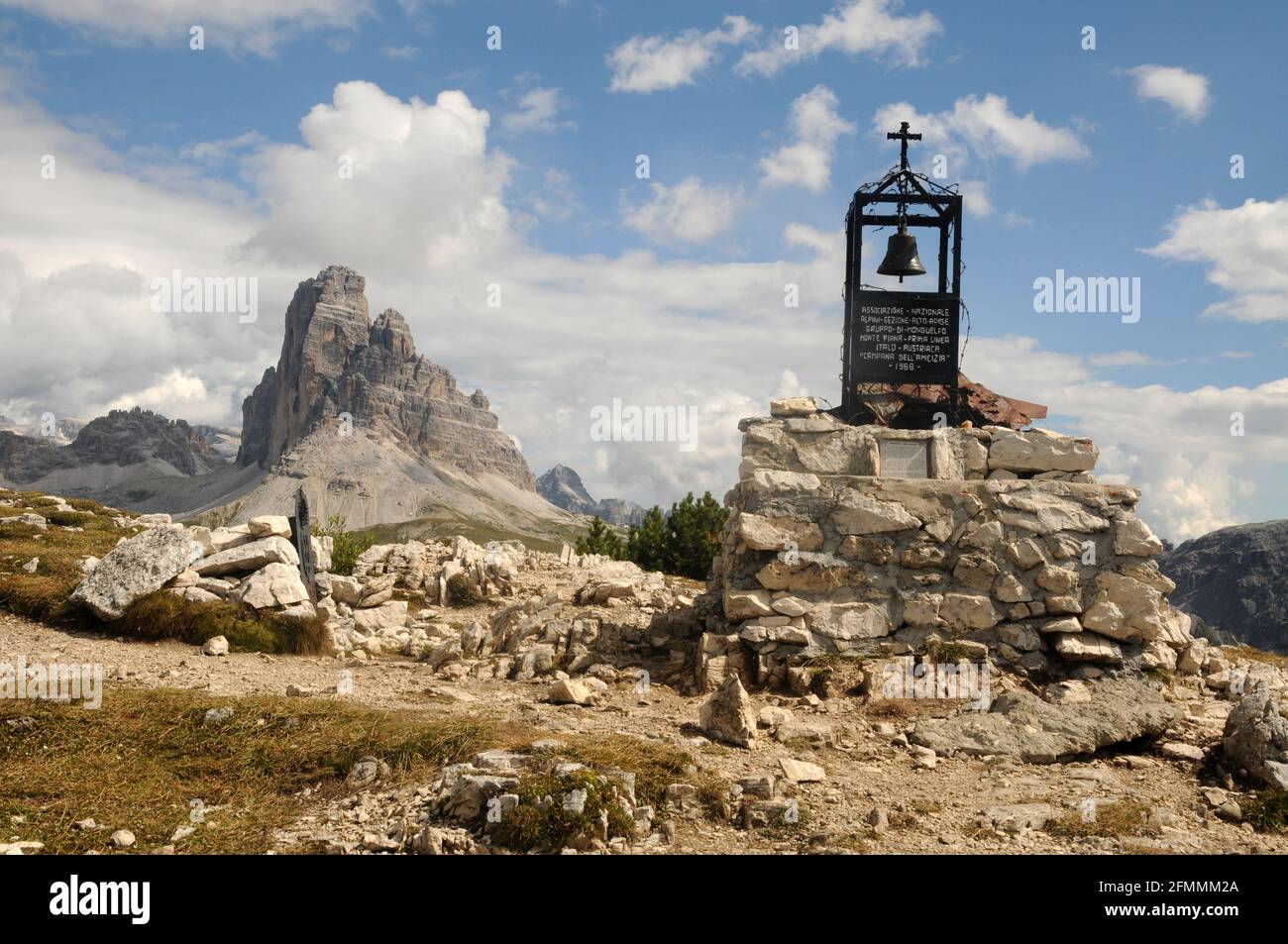 Le tre Cime di Lavaredo viste da Cima Piana Stockfoto
