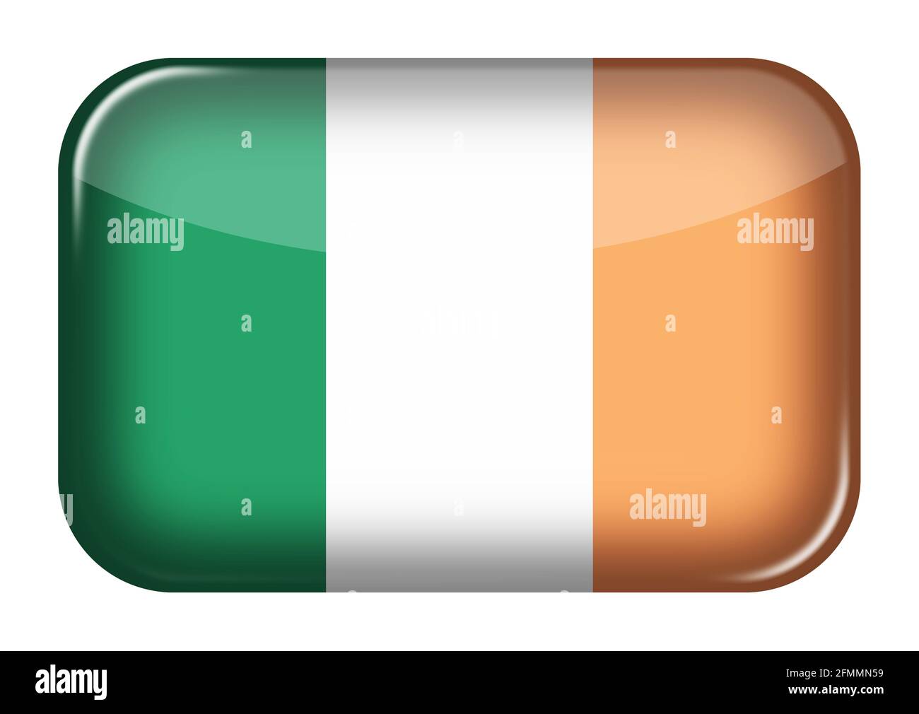 Republik Irland Web-Symbol Rechteck-Taste mit Beschneidungspfad 3d-Illustration Stockfoto