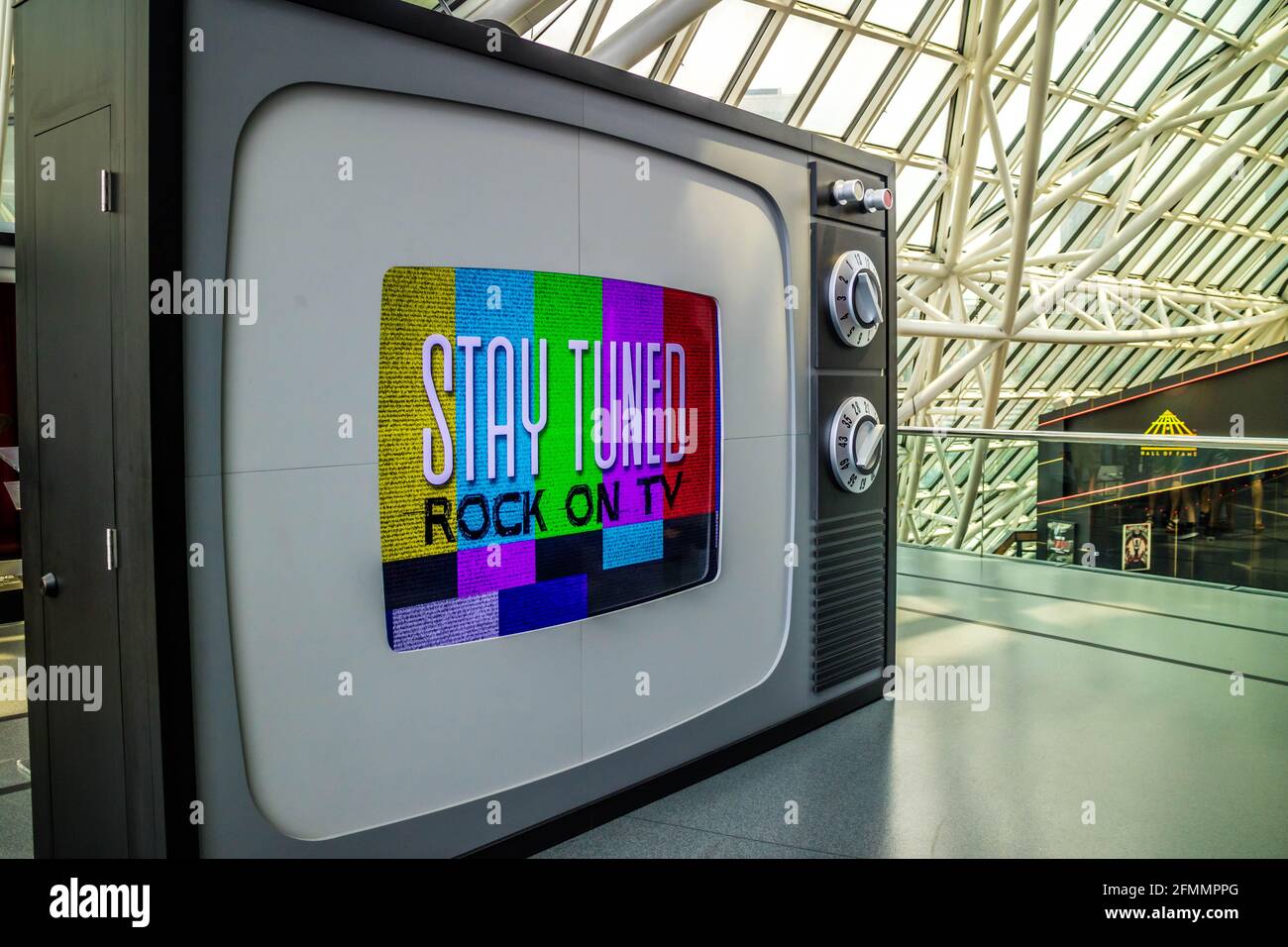 Cleveland, OH, USA - 14. Juli 2018: Eine Ausstellung in der Rock and Roll Hall of Fame Stockfoto