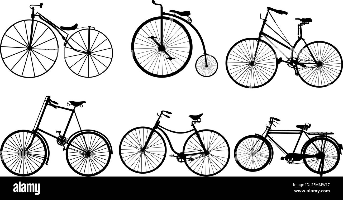 Vintage altes Fahrrad Silhouette isoliert auf weißem Hintergrund Vintage alt Bike Silhouette isoliert auf weißem Hintergrund Stock Vektor