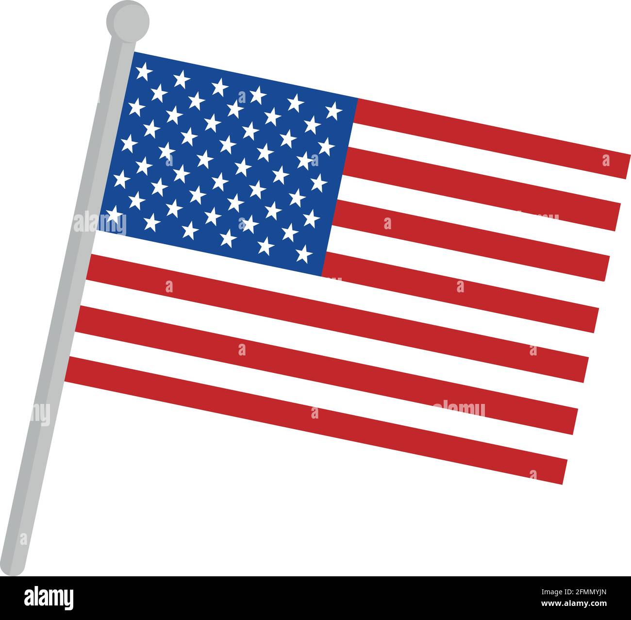 Vektordarstellung der Flagge der Vereinigten Staaten von Nordamerika auf einer Stange Stock Vektor
