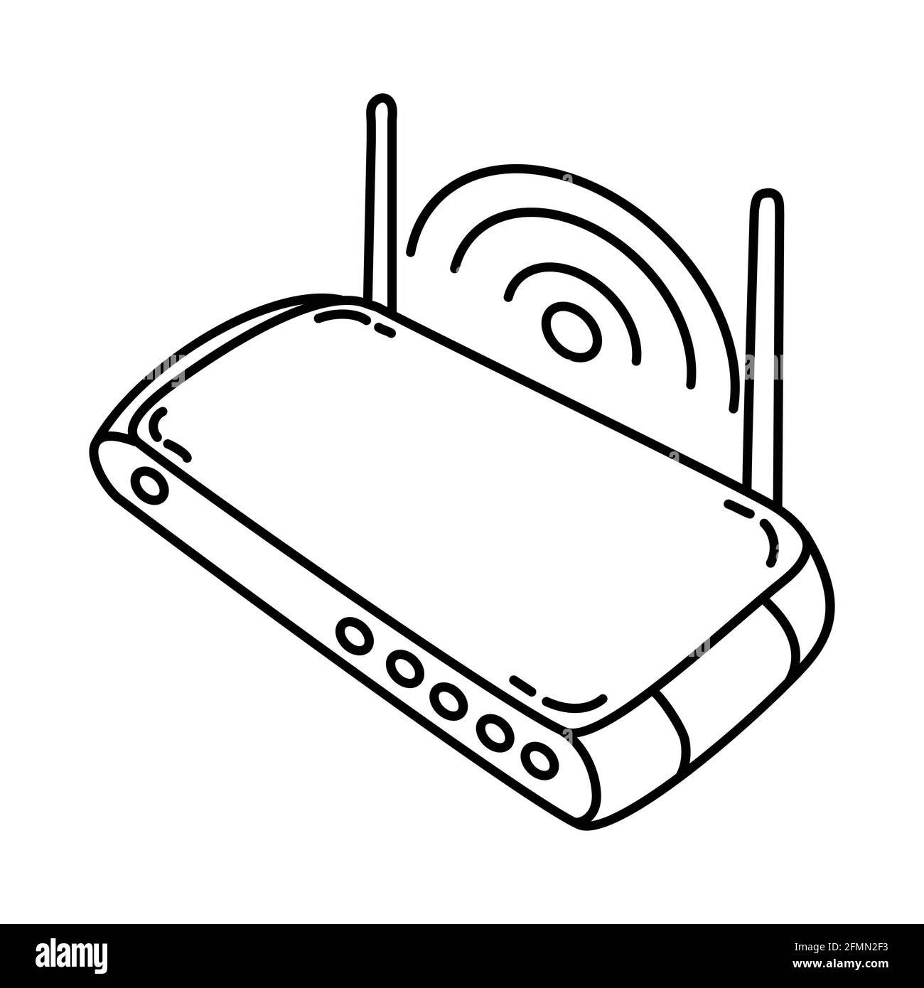 Repeater als Telekommunikationsgeräte Handgezeichneter Symbolsatz Vektor. Stock Vektor