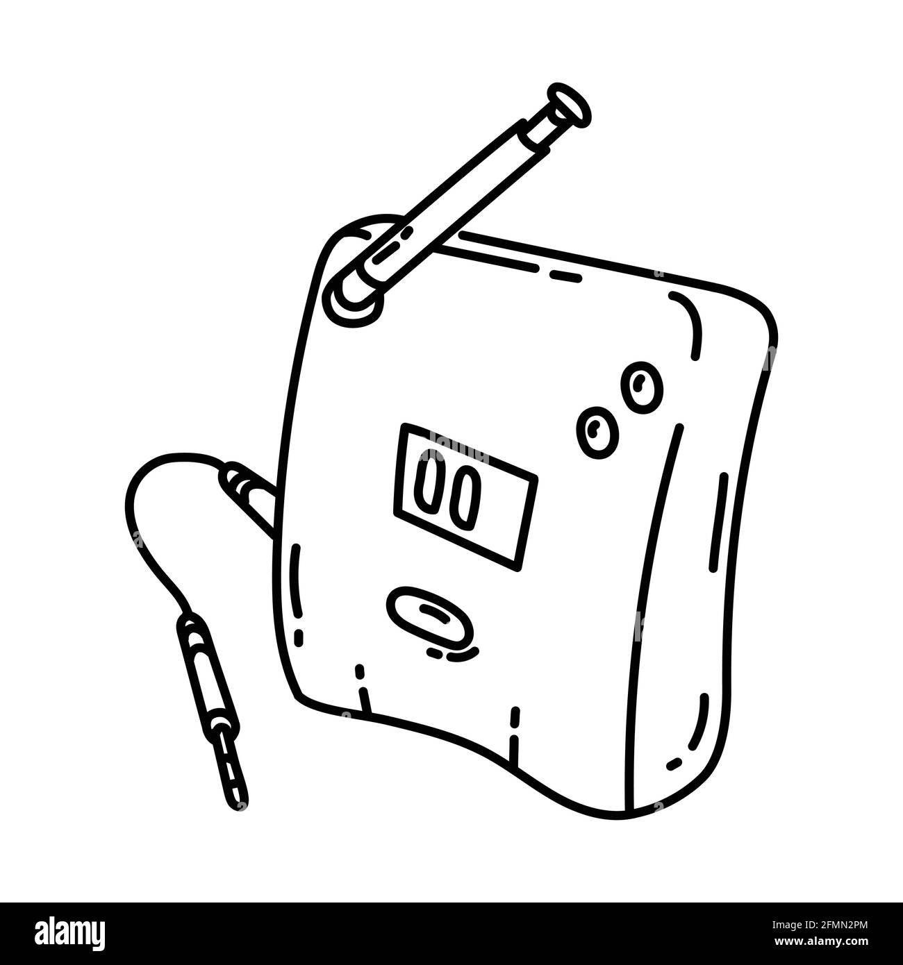 Sender als Telekommunikationsgerät Handgezeichnetes Symbol Set Vector. Stock Vektor