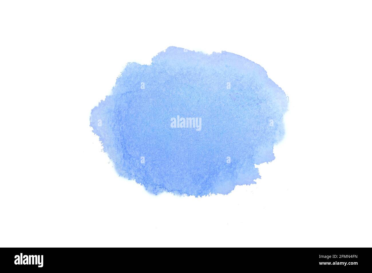 Abstrakte blaue Farbe Splash Aquarell von Hand gemalt isoliert auf weiß Hintergrund Stockfoto