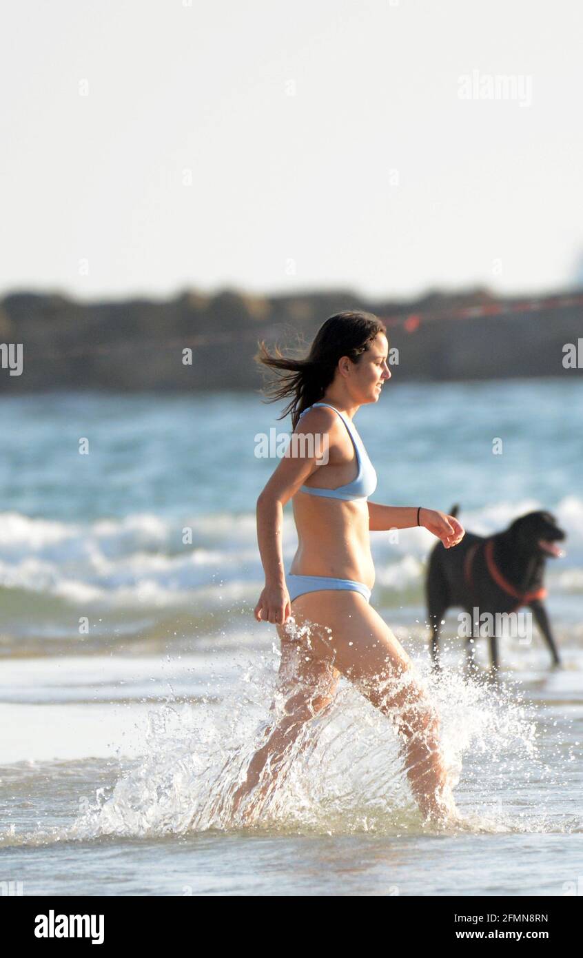 Strandstimmung in Tel Aviv, Israel. Stockfoto