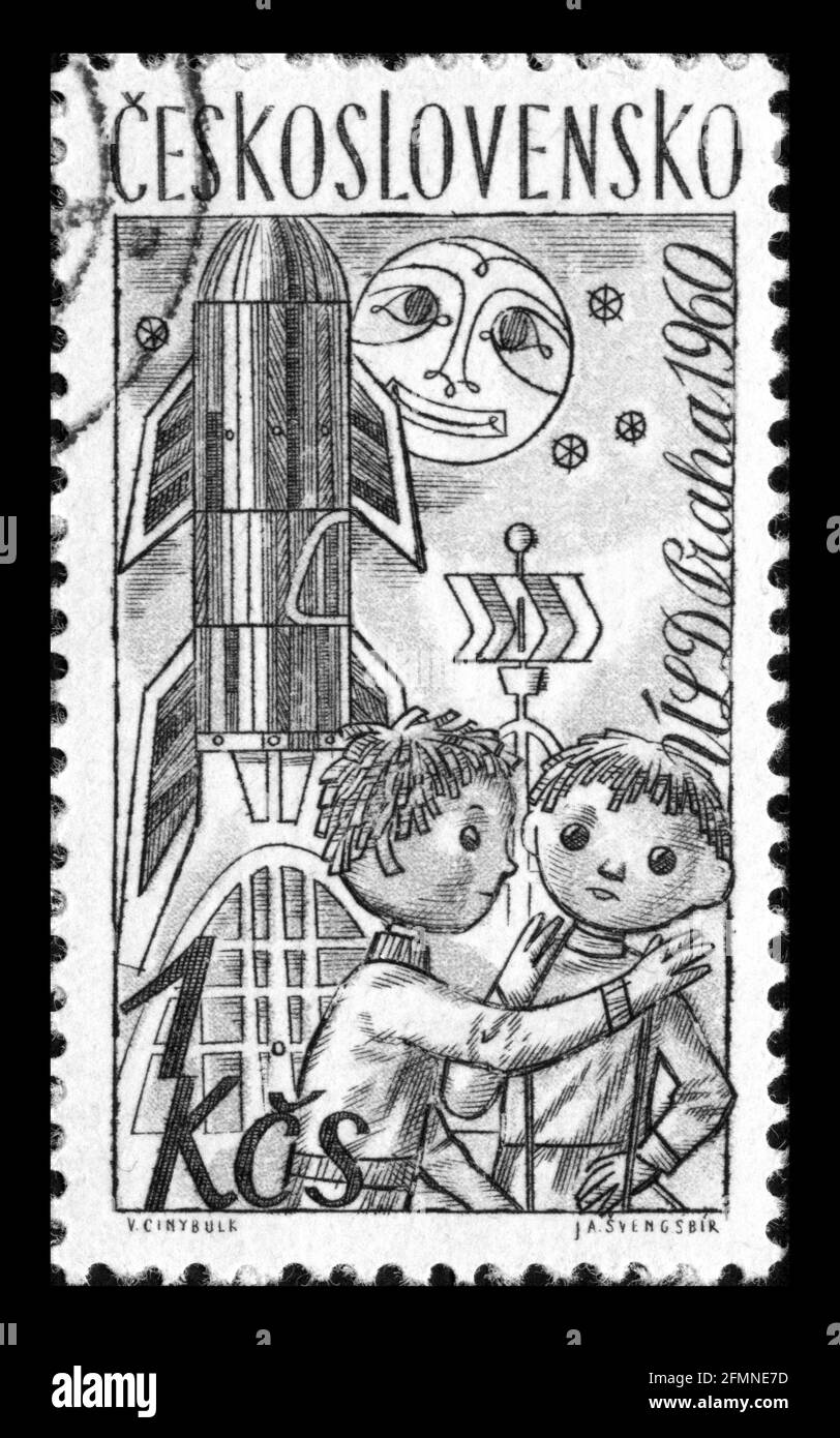 Briefmarkendruck in der Tschechoslowakei, Puppen, Puppen, Puppentheater Stockfoto