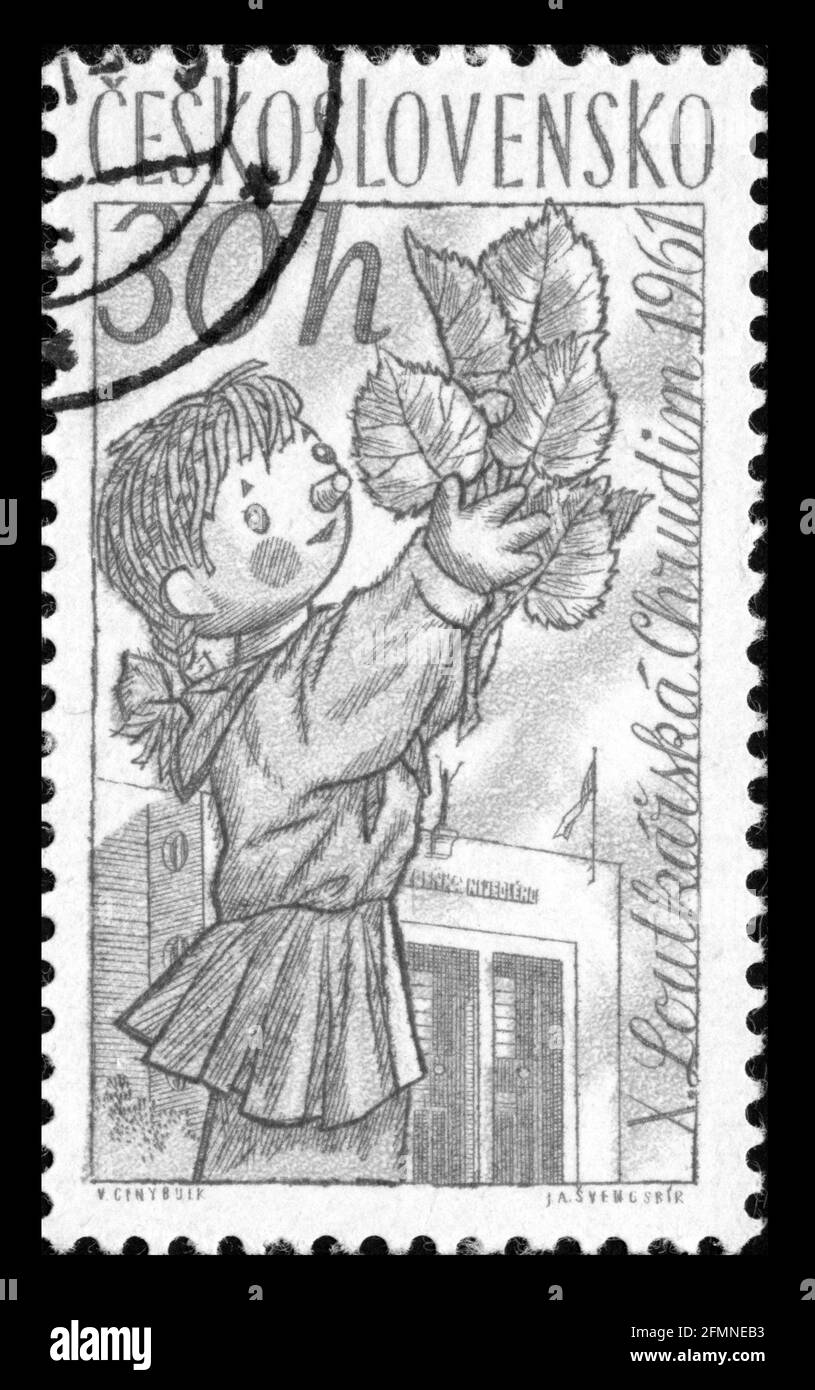 Briefmarkendruck in der Tschechoslowakei, Puppen, Puppen, Puppentheater Stockfoto