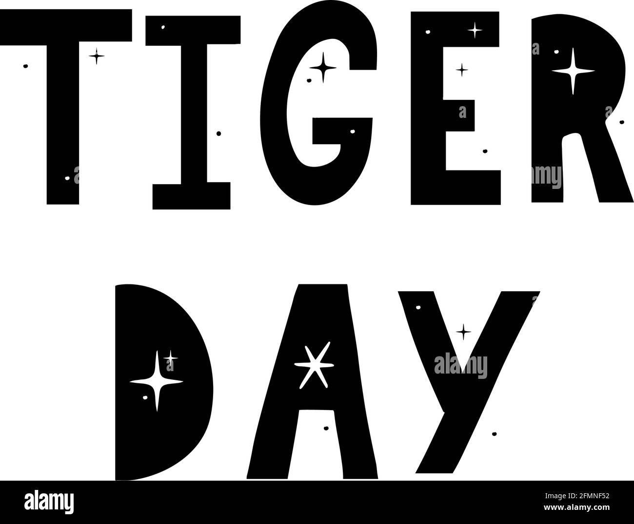 Tiger Phrase Lettering für die Feier internationaler Tag oder Natur Stock Vektor