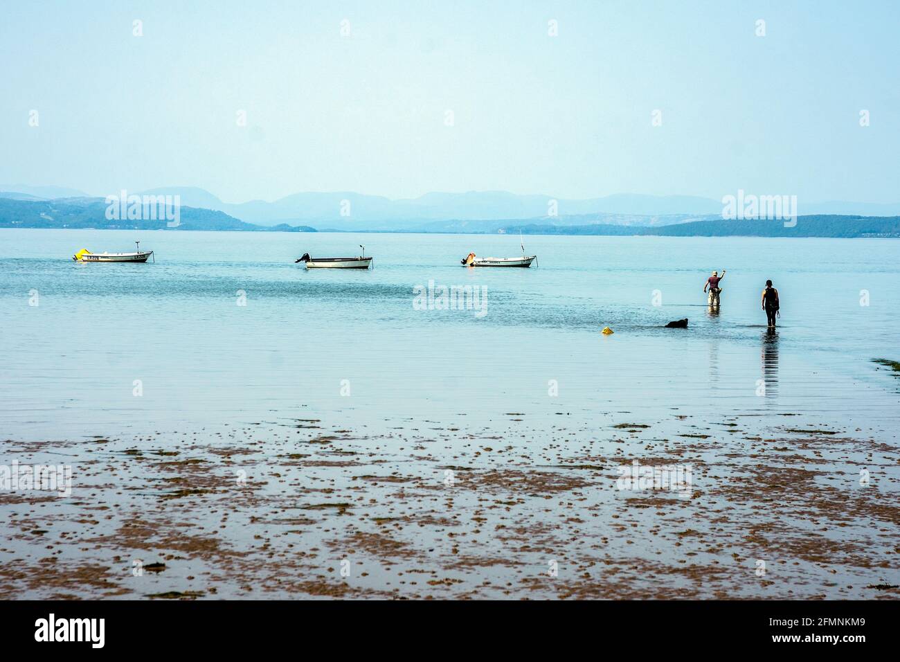 Besucher der Morecambe Bay sollten vorsichtig sein, um diese Ufer herum. Die schnellen und schnellen steigenden Gezeiten und die wechselnden Kanäle gehören zu den am meisten Danderous in Stockfoto