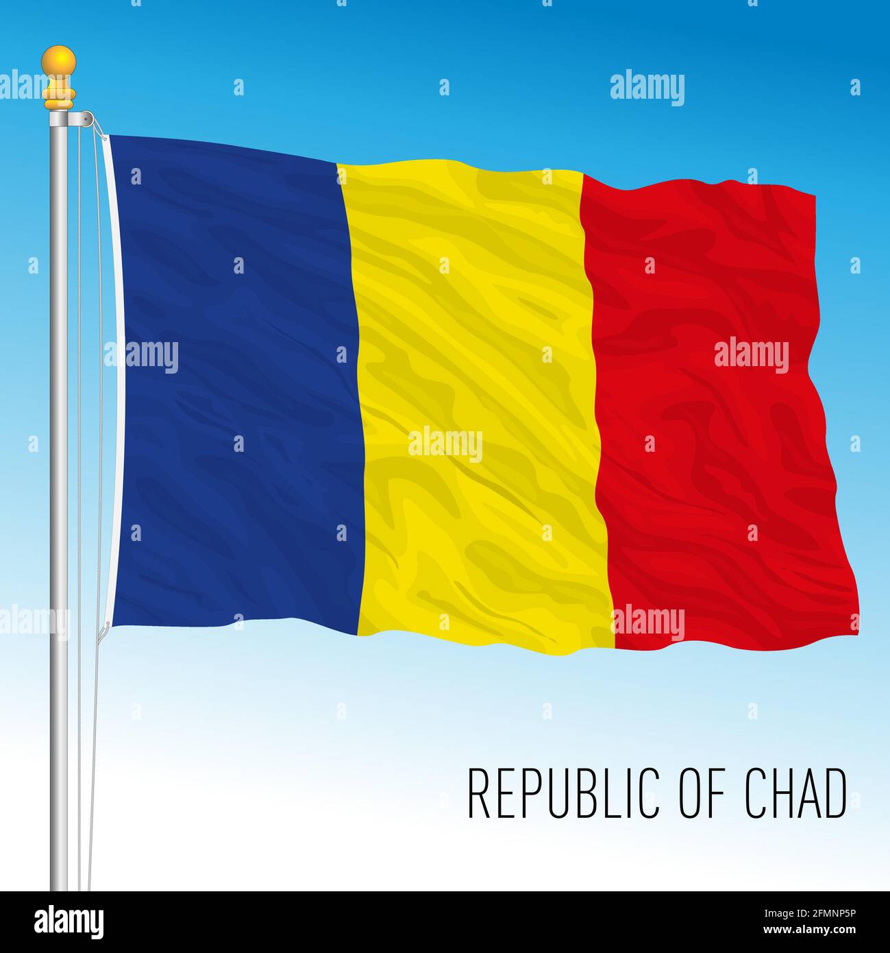 Offizielle Nationalflagge des Tschad, afrikanisches Land, Vektorgrafik Stock Vektor
