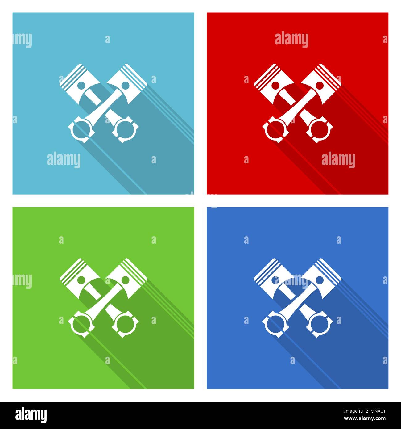 Pistons Icon Set, flache Design-Vektor-Illustration in eps 10 für webdesign und mobile Anwendungen in vier Farboptionen Stock Vektor