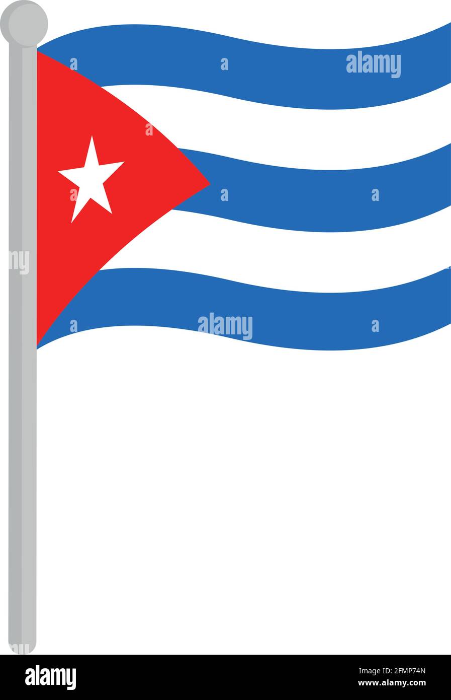 Vektordarstellung der Flagge Kubas mit einem Pol Stock Vektor