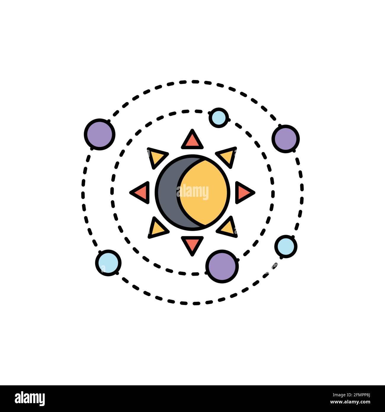 Symbol für die Astrologie-Farblinie. Isoliertes Vektorelement. Skizzieren Sie das Piktogramm für Webseite, mobile App, Promo Stock Vektor