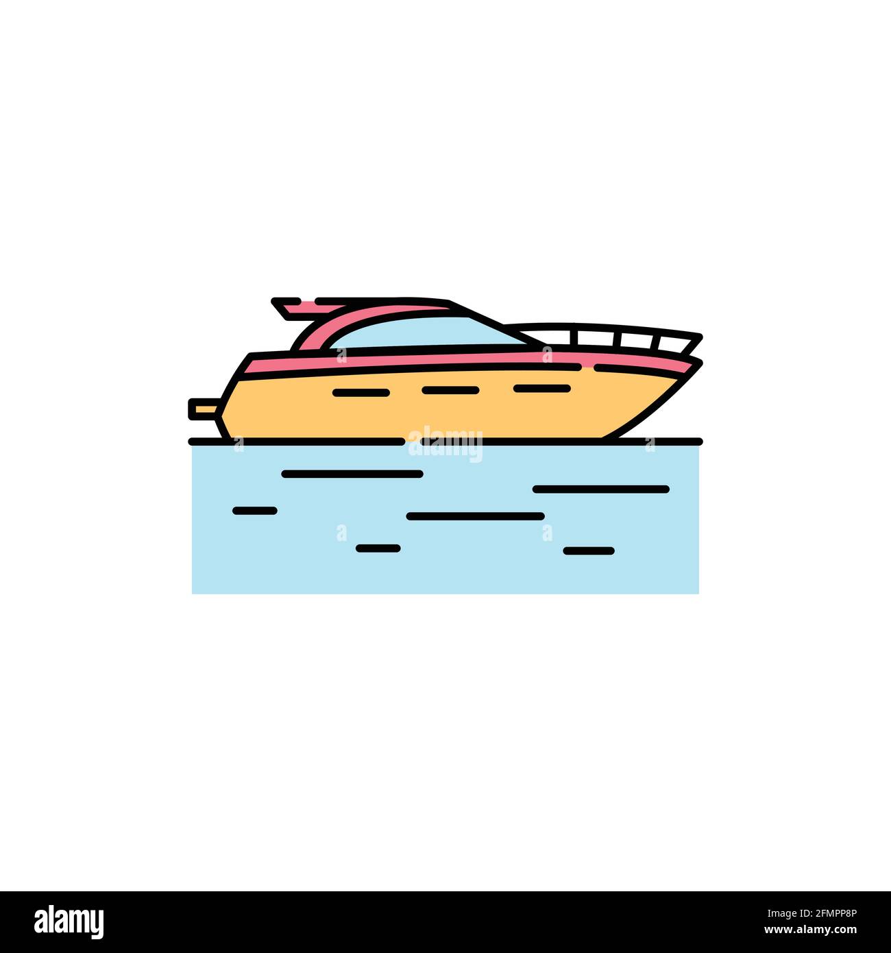 Symbol für die Schnellboot-Farblinie. Isoliertes Vektorelement. Skizzieren Sie das Piktogramm für Webseite, mobile App, Promo Stock Vektor