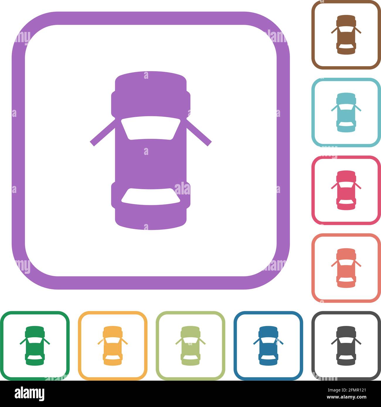 Auto öffnen Vordertüren Armaturenbrett Anzeige einfache Symbole in Farbe Abgerundete quadratische Rahmen auf weißem Hintergrund Stock Vektor Auto öffnen Vordertüren Armaturenbrett Anzeige einfache Symbole in Farbe Abgerundete quadratische Rahmen auf weißem Hintergrund Stock Vektor