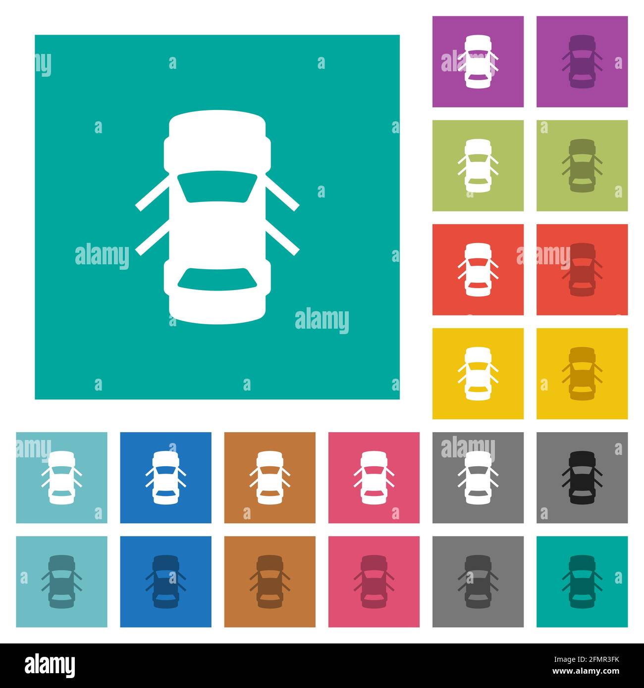 Auto offene Türen Armaturenbrett Anzeige mehrfarbige flache Symbole auf einfachen quadratischen Hintergründen. Weiße und dunklere Symbolvariationen für Hover oder Active enthalten Stock Vektor Auto offene Türen Armaturenbrett Anzeige mehrfarbige flache Symbole auf einfachen quadratischen Hintergründen. Weiße und dunklere Symbolvariationen für Hover oder Active enthalten Stock Vektor