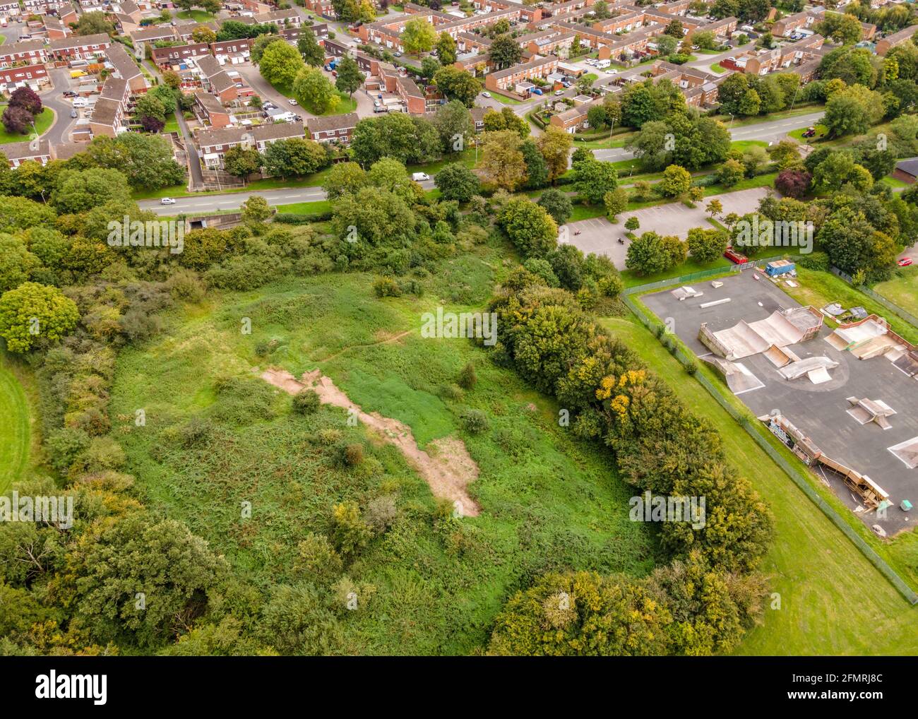 Redditch Skatepark Zerstörung während Lockdown 2020. Stockfoto