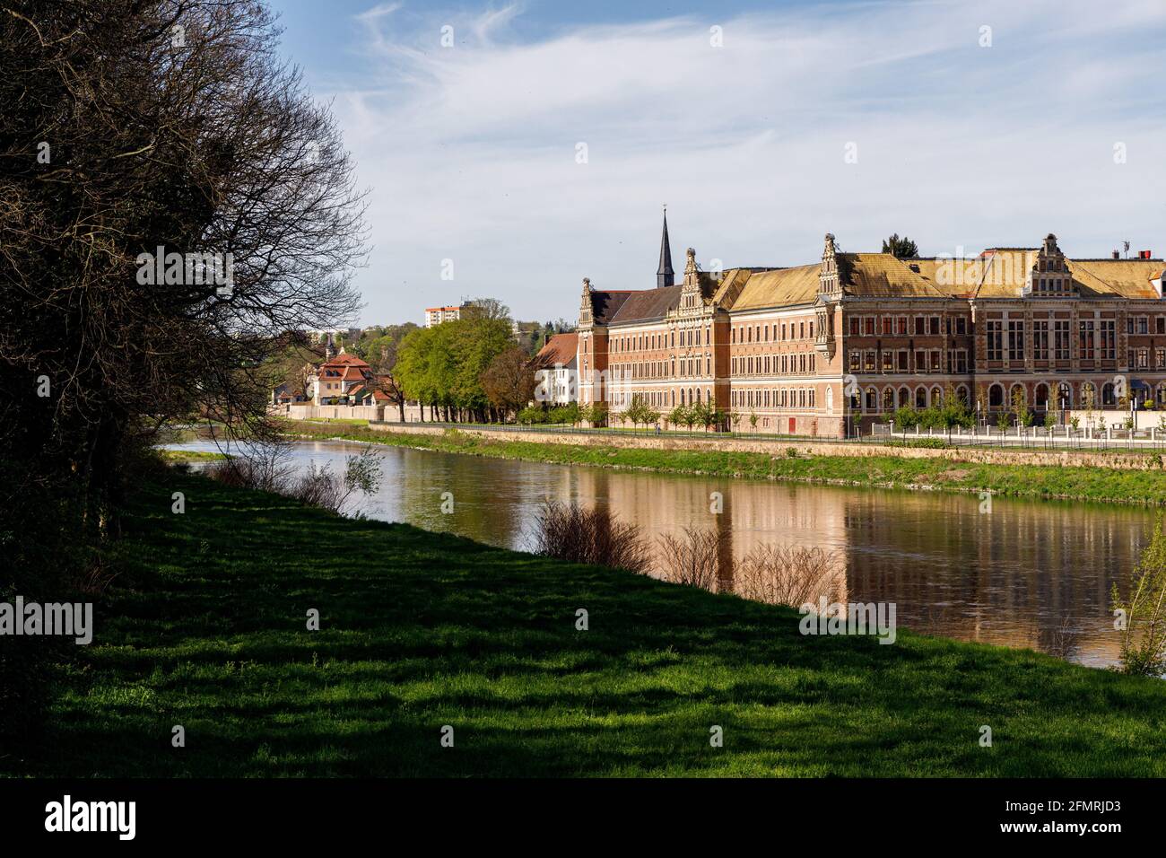 Grimma, Sachsen, Deutschland- 05 11 2021, die kleine Stadt an der Mulde ist bekannt als die "Perle des Muldetals", Augustin High School Stockfoto