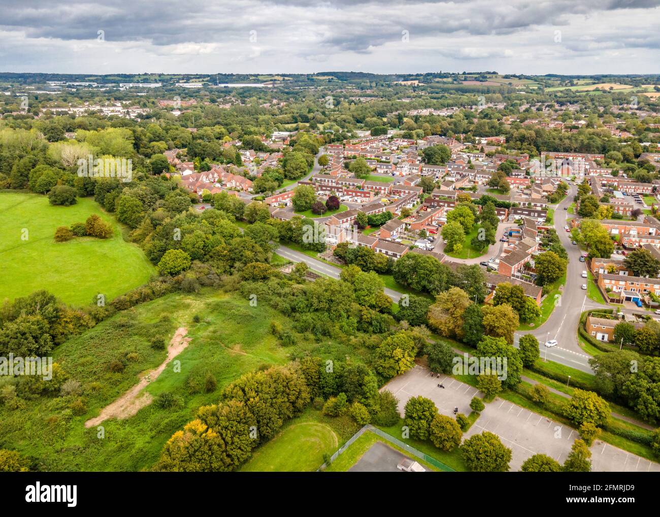 Luftaufnahme von Matchborough West in Redditch, Worcestershire. Stockfoto