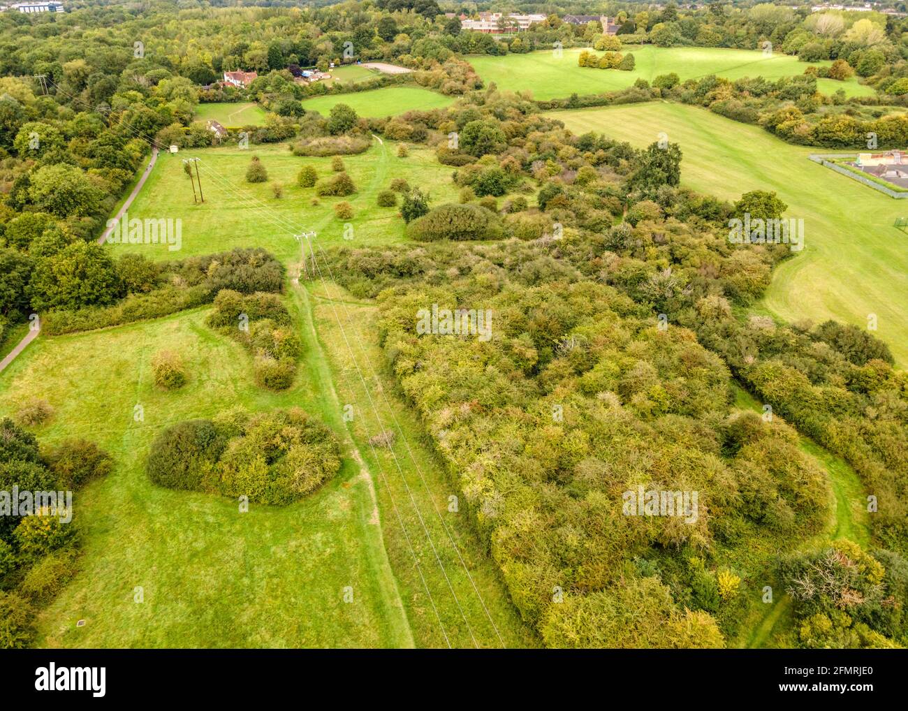 Luftaufnahme von Ipsley Meadows in Redditch während der Sperre 2020. Stockfoto