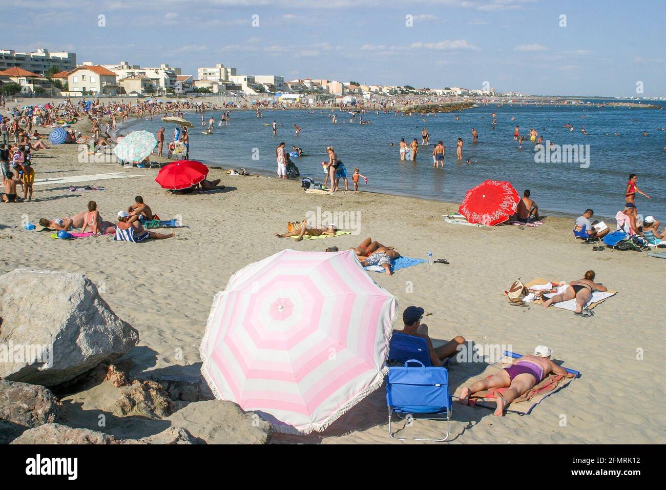 Sandbeach, Carnon, Hérault, Frankreich Stockfoto